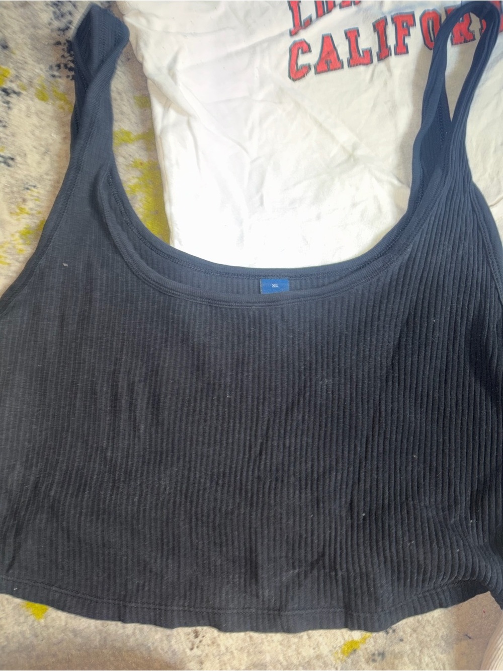 Old Navy Black Ribbed Scoop-Neck Crop Tank